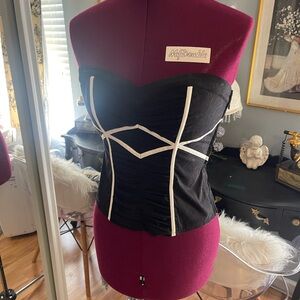 Bebe Black Bustier with White Details